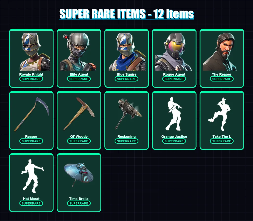 [PS4/PS5/PC] | Royale Knight | Elite Agent | Blue Squire | Rogue Agent | The Reaper | 114 skin | 90 pickaxe | 102 emote | 101 glider | Lv1338