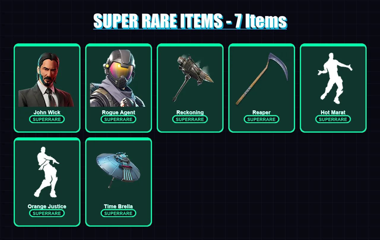 [PS4/PS5/XBOX/PC] | John Wick | Rogue Agent | Zenith | Blackheart | Moisty Merman | 75 skin | 100 pickaxe | 99 emote | 81 glider | Lv1599