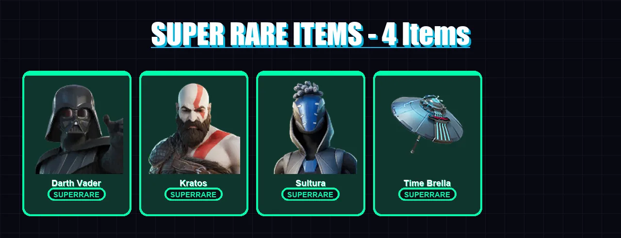 [PS4/PS5/XBOX/PC] | Darth Vader | Kratos | Sultura | The Imagined | Paradigm (Reality-659) | 63 skin | 73 pickaxe | 45 emote | 66 glider | Lv819