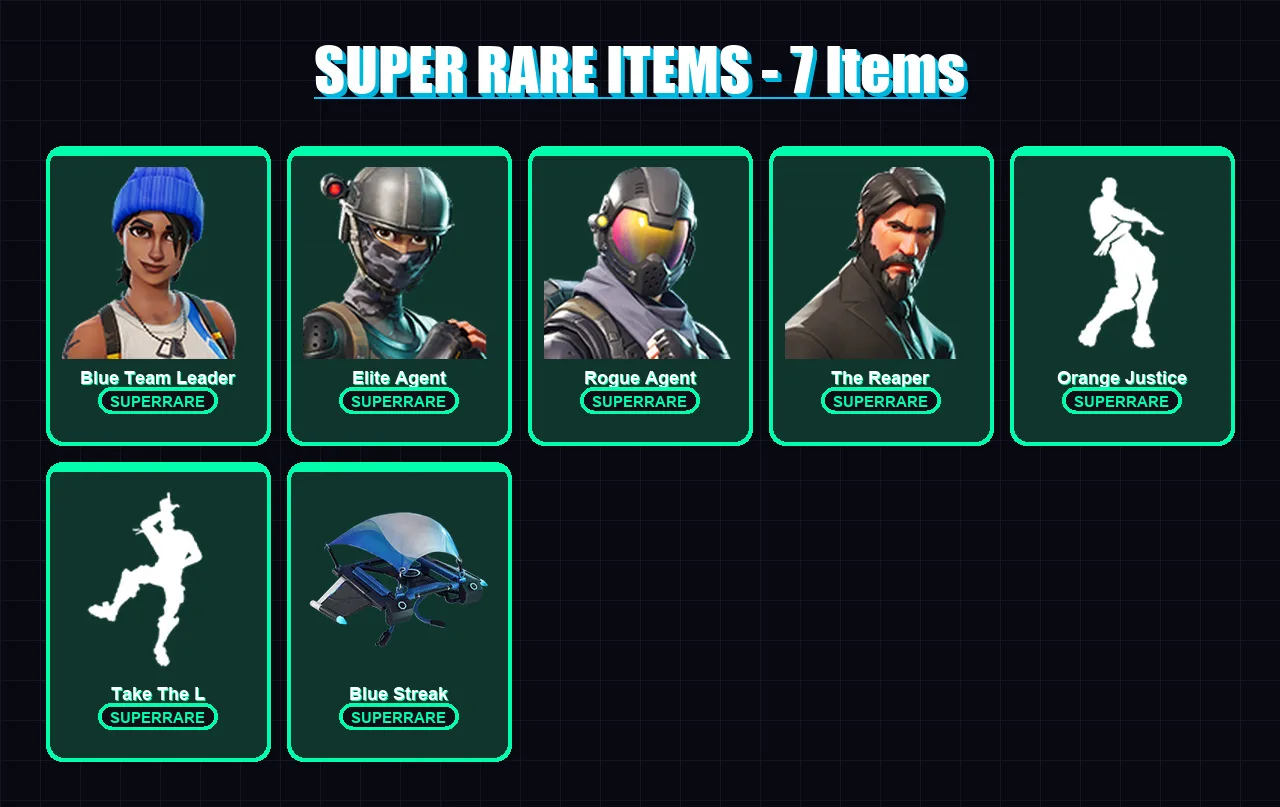[PC/XBOX/PSN] | Blue Team Leader | Elite Agent | Rogue Agent | The Reaper | Ragnarok | 36 skin | 24 pickaxe | 35 emote | 34 glider | Lv557