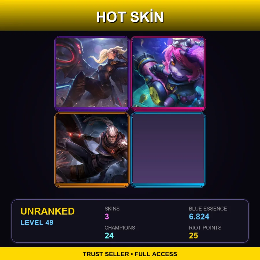 EUW | Lv49 | Unranked | 3 Skin | 24 Champ — LoL account