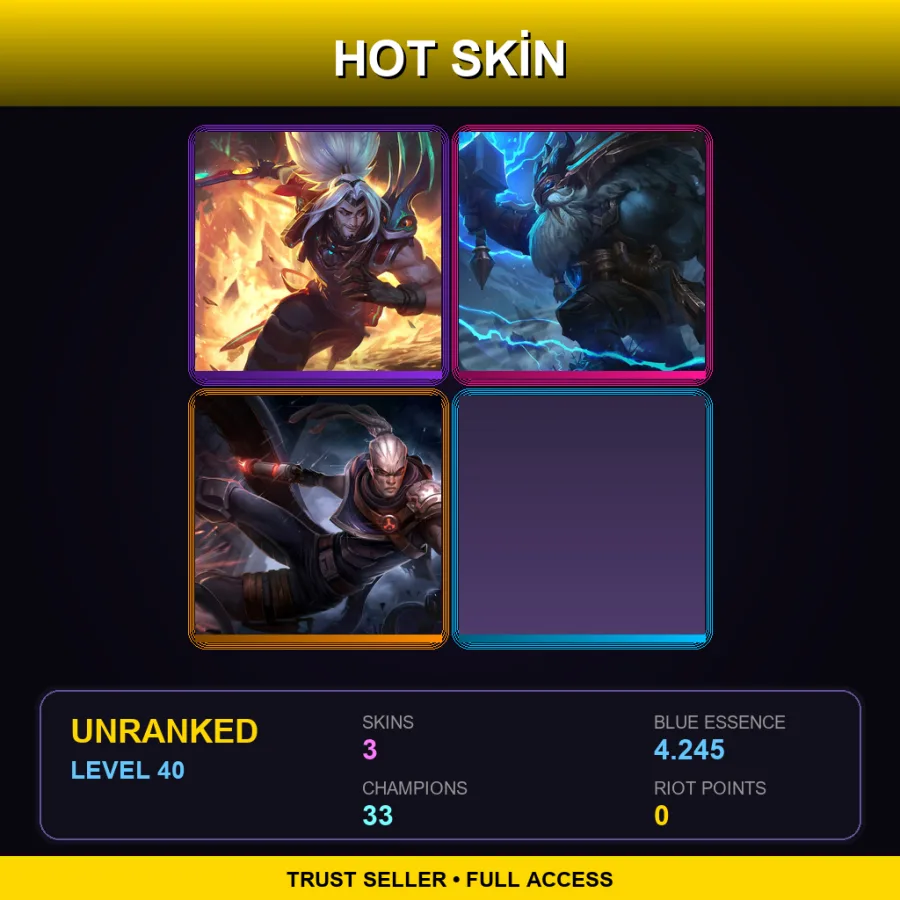 TR | Lv40 | Unranked | 3 Skin | 33 Champ