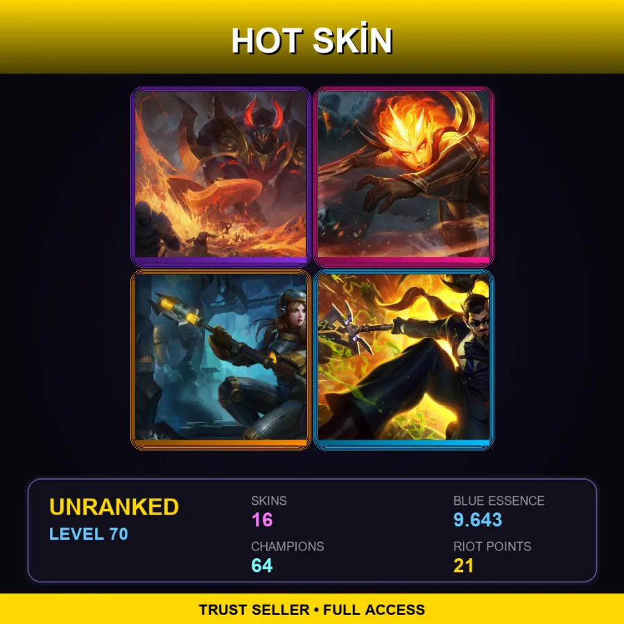 EUW | Lv70 | Unranked | 16 Skin | 64 Champ with Veigar