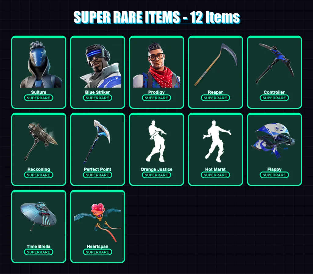 [PC/XBOX] | Sultura | Blue Striker | Prodigy | Gear Specialist Maya | Torin | 102 skin | 175 pickaxe | 144 emote | 157 glider | Lv3433