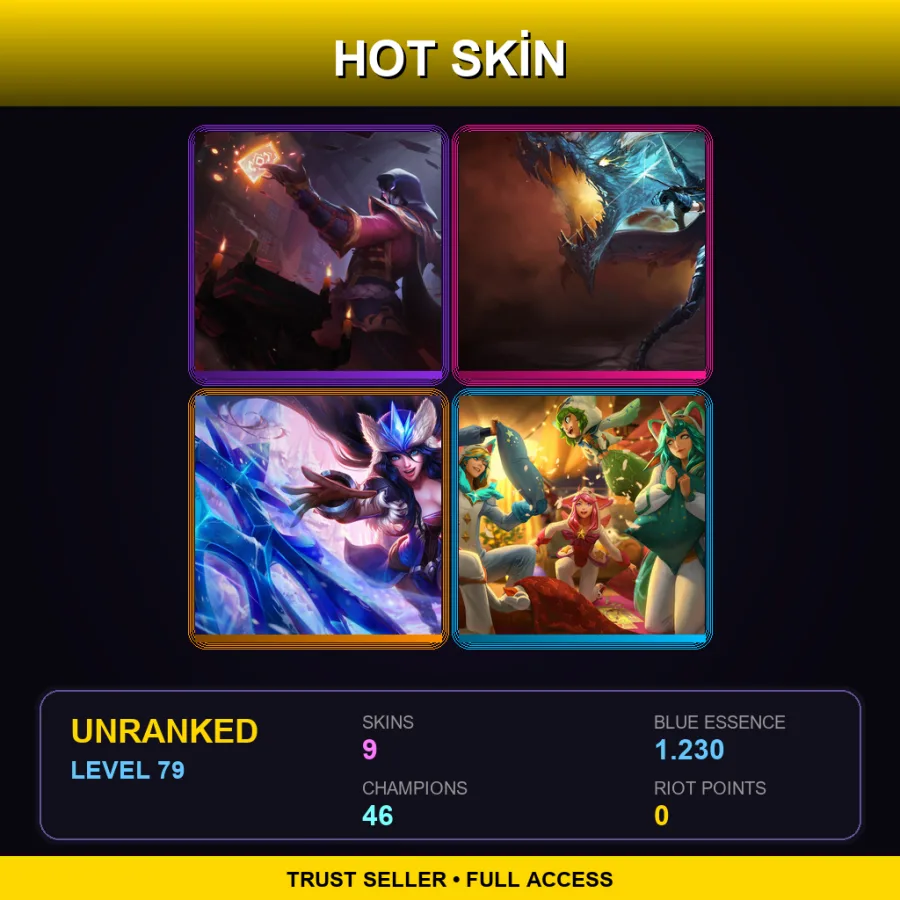 LAS | Lv79 | Unranked | 9 Skin | 46 Champ — LoL account