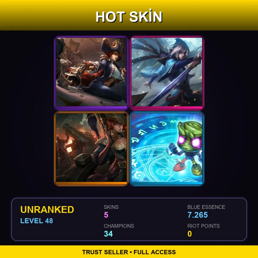 LAS | Lv48 | Unranked | 5 Skin | 34 Champ