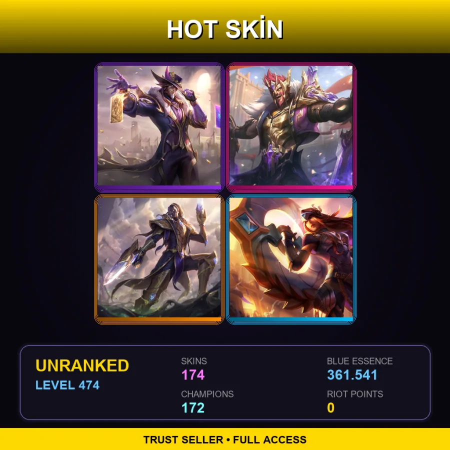 VN | Lv474 | Unranked | 174 Skin | 172 Champ — LoL account