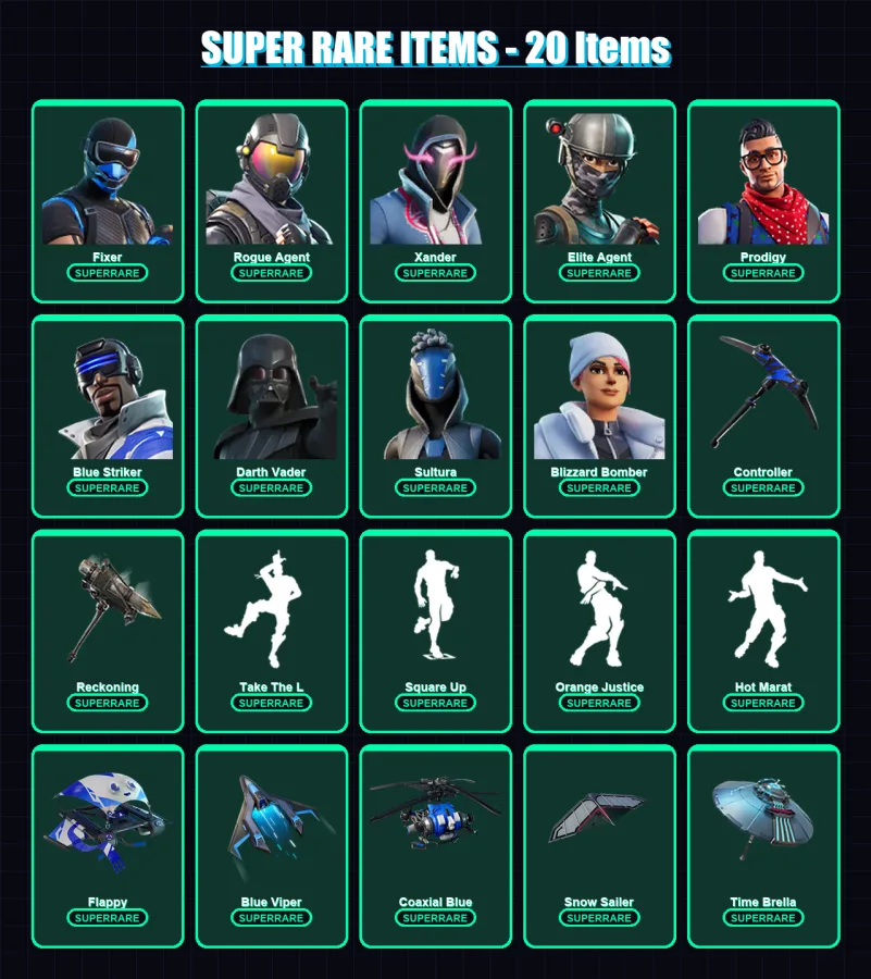 [PS4/PS5/XBOX/PC] | Fixer | Rogue Agent | Xander | Elite Agent | Prodigy | 39 skin | 100 pickaxe | 80 emote | 90 glider | Lv1592