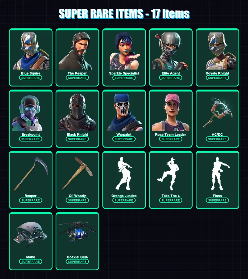 [PS4/PS5/XBOX/PC] | Blue Squire | The Reaper | Sparkle Specialist | Elite Agent | Royale Knight | 57 skin | 49 pickaxe | 60 emote | 49 glider | Lv73 — Fortnite account