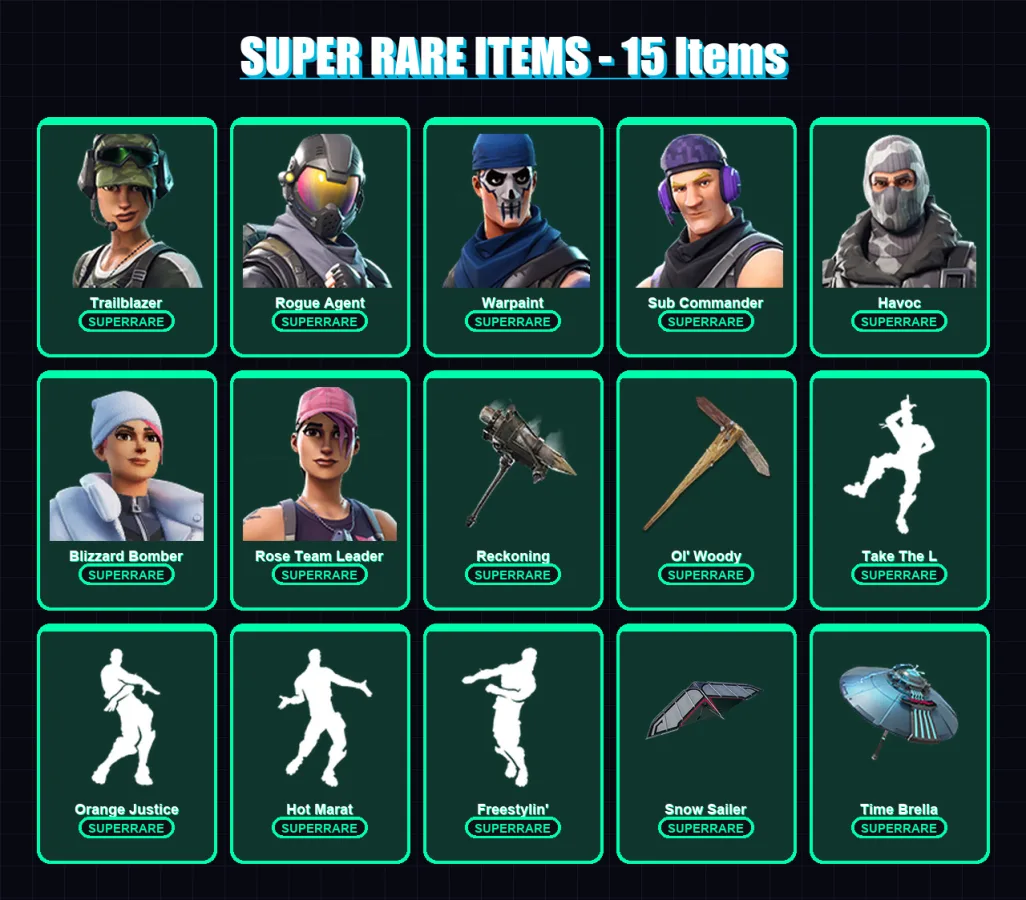 [PS4/PS5/PC] | Trailblazer | Rogue Agent | Warpaint | Sub Commander | Havoc | 50 skin | 89 pickaxe | 78 emote | 75 glider | Lv1217 — Fortnite account