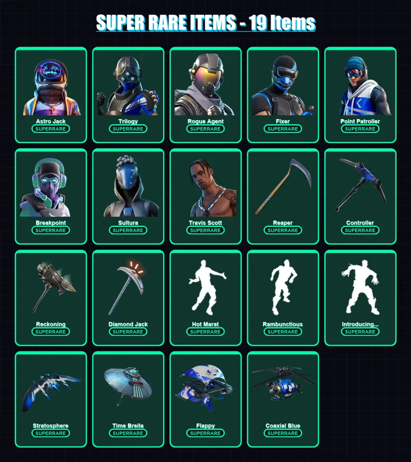 [PS4/PS5/XBOX/PC] | Astro Jack | Trilogy | Rogue Agent | Fixer | Point Patroller | 136 skin | 106 pickaxe | 118 emote | 103 glider | Lv1275