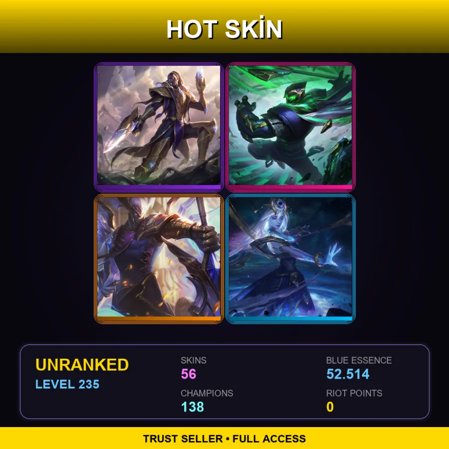 VN | Lv235 | Unranked | 56 Skin | 138 Champ — Master Chef Tahm Kench
