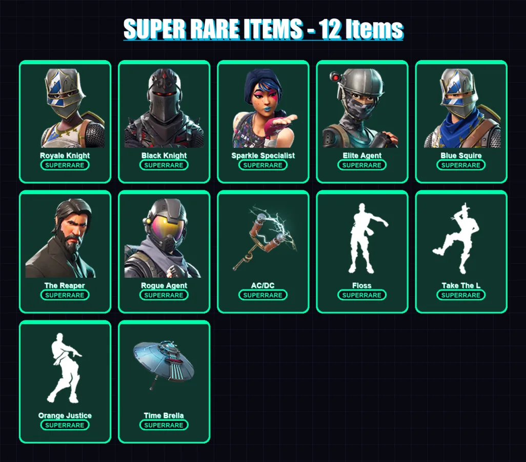 [PC/XBOX/PSN] | Royale Knight | Black Knight | Sparkle Specialist | Elite Agent | Blue Squire | 40 skin | 49 pickaxe | 36 emote | 38 glider | Lv573