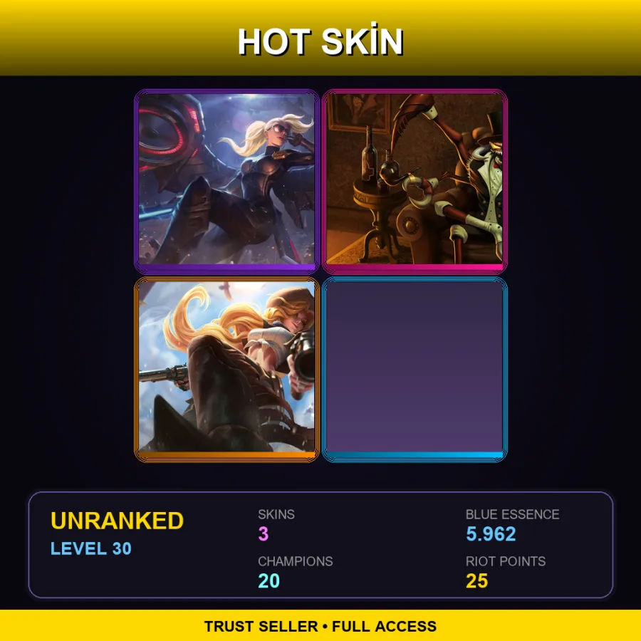 EUW | Lv30 | Unranked | 3 Skin | 20 Champ — LoL account