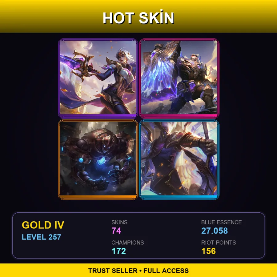 EUNE | Lv257 | Gold IV | 74 Skin | 172 Champ