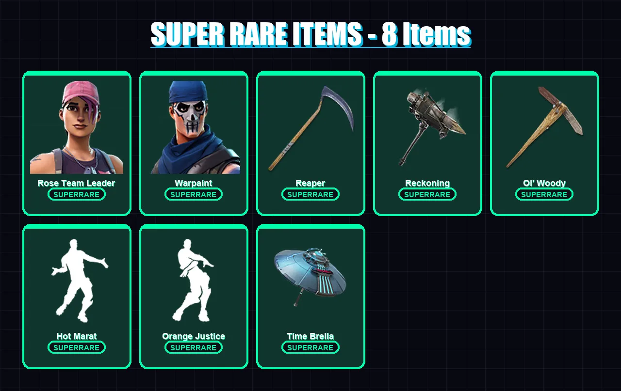 [PC/XBOX] | Rose Team Leader | Warpaint | Mandalorian | Rox | Deadpool | 136 skin | 232 pickaxe | 166 emote | 192 glider | Lv3974