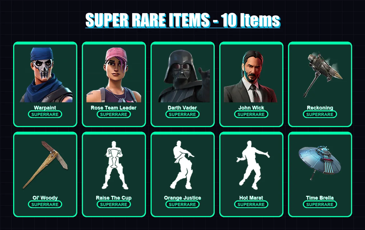 [PC/XBOX/PSN] | Mike Lowrey | Warpaint | Rose Team Leader | Darth Vader | John Wick | 359 skin | 370 pickaxe | 316 emote | 244 glider | Lv3201