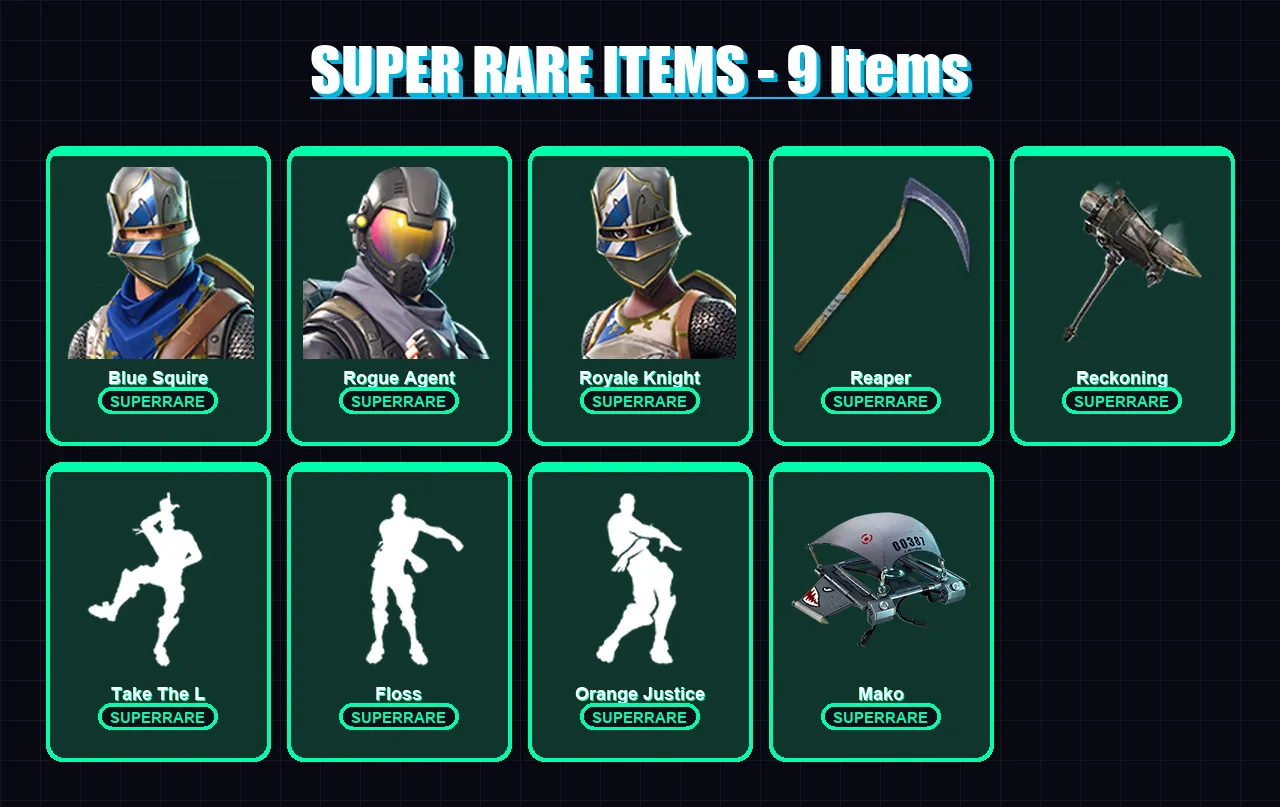 [PC/XBOX] | Blue Squire | Rogue Agent | Royale Knight | Carbide | Drift | 22 skin | 29 pickaxe | 19 emote | 27 glider | Lv392