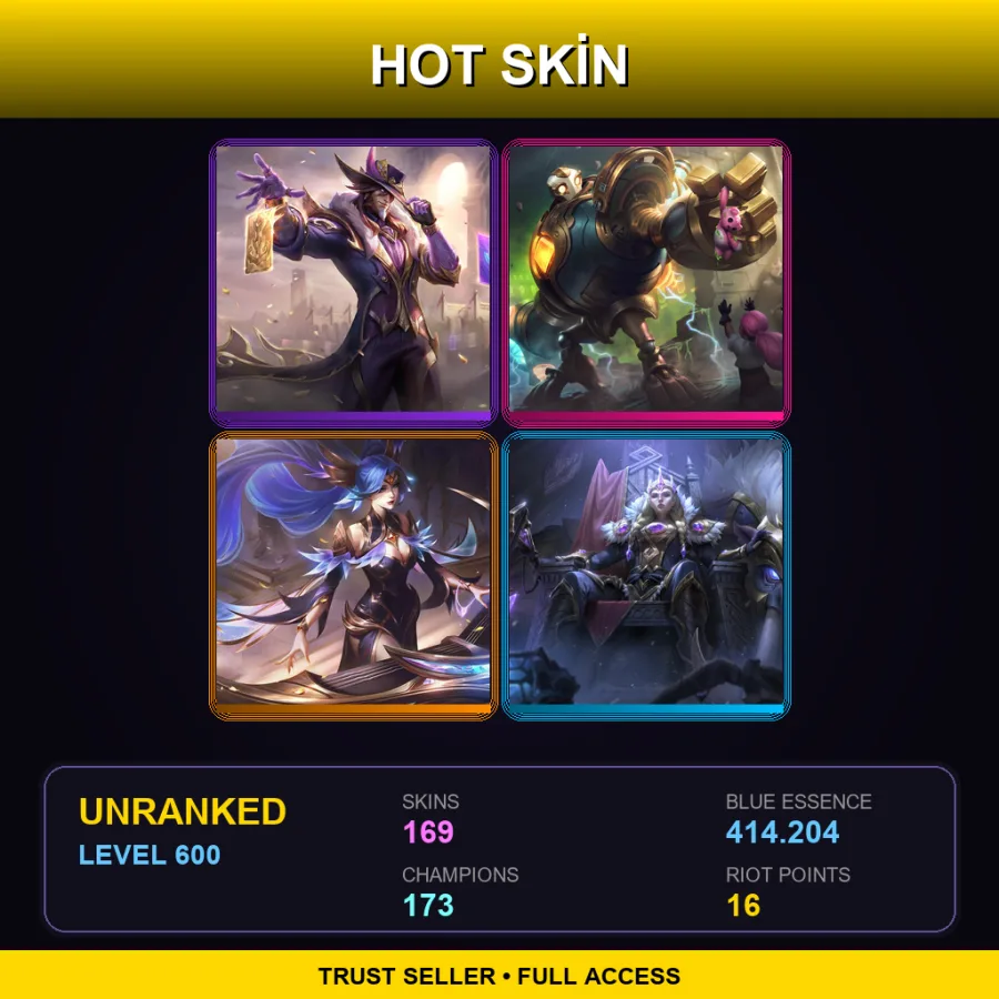 BR | Lv600 | Unranked | 169 Skin | 173 Champ — LoL account