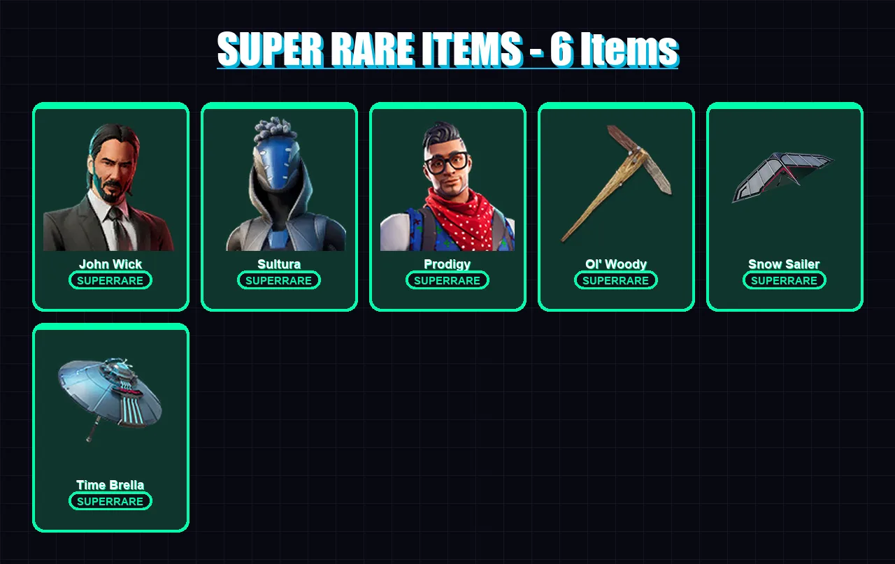 [PS4/PS5/XBOX/PC] | John Wick | Sultura | Prodigy | Peter Griffin | Spectra Knight | 115 skin | 172 pickaxe | 122 emote | 121 glider | Lv1833