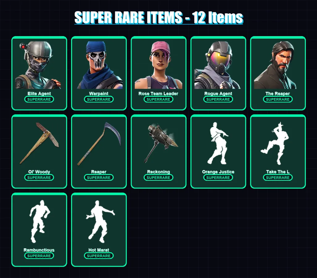 [PC/XBOX/PSN] | Elite Agent | Warpaint | Rose Team Leader | Rogue Agent | The Reaper | 114 skin | 122 pickaxe | 107 emote | 100 glider | Lv1357 — Fortnite account