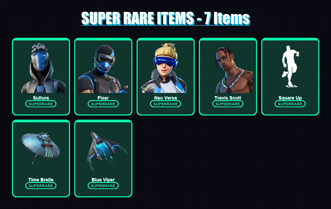 [PS4/PS5/XBOX/PC] | Sultura | Fixer | Neo Versa | Travis Scott | Kymera | 46 skin | 48 pickaxe | 29 emote | 46 glider | Lv595