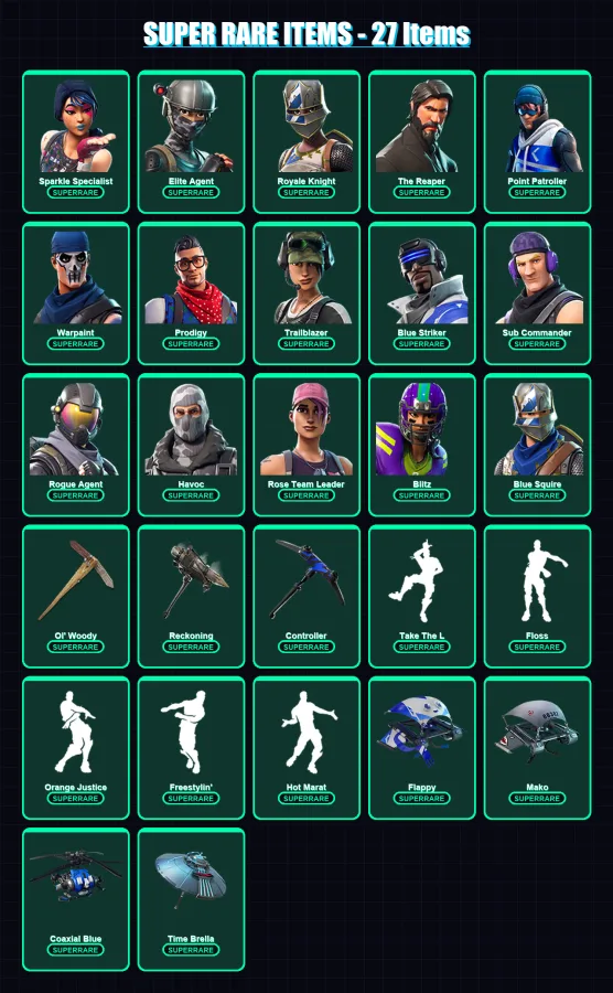 [PC/XBOX] | Sparkle Specialist | Elite Agent | Royale Knight | The Reaper | Point Patroller | 90 skin | 90 pickaxe | 80 emote | 89 glider | Lv966 — Fortnite account