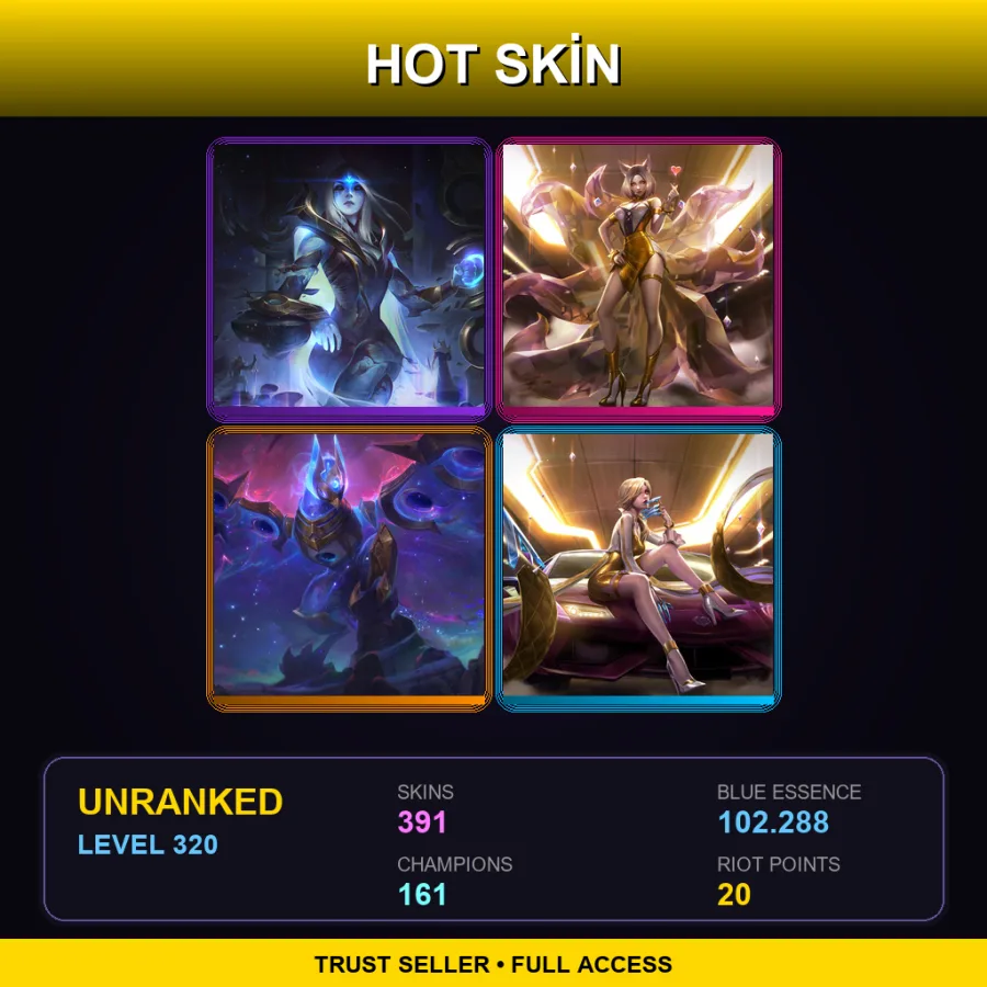 NA | Lv320 | Unranked | 391 Skin | 161 Champ