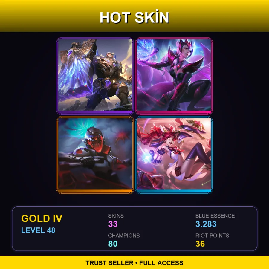 BR | Lv48 | Gold IV | 33 Skin | 80 Champ