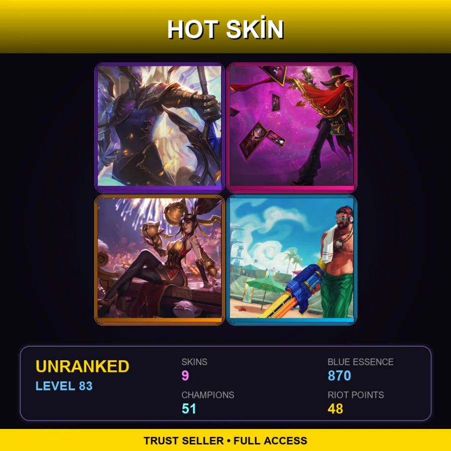 LAS | Lv83 | Unranked | 9 Skin | 51 Champ — Firecracker Vayne