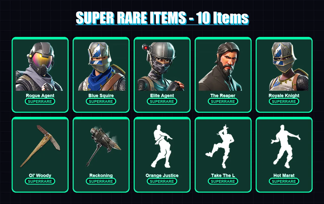 [PC/XBOX/PSN] | Rogue Agent | Blue Squire | Elite Agent | The Reaper | Royale Knight | 60 skin | 57 pickaxe | 88 emote | 67 glider | Lv1061