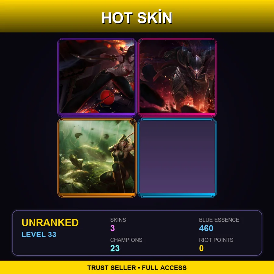 TR | Lv33 | Unranked | 3 Skin | 23 Champ — LoL account