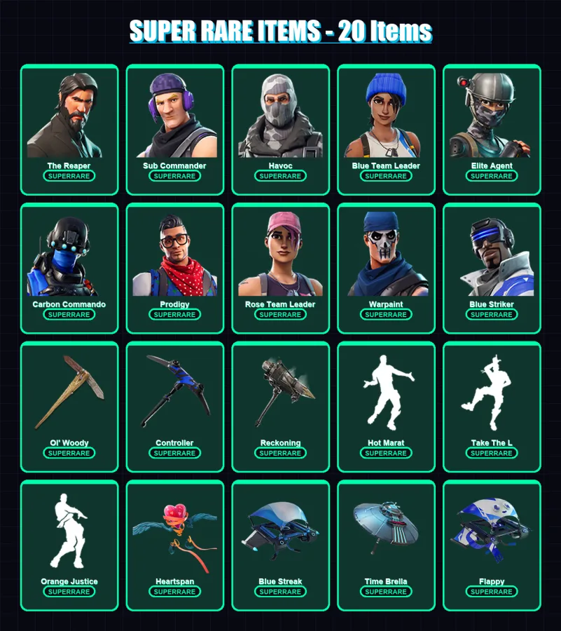 [PS4/PS5/XBOX/PC] | The Reaper | Sub Commander | Havoc | Blue Team Leader | Elite Agent | 123 skin | 90 pickaxe | 112 emote | 111 glider | Lv1347 — Fortnite account