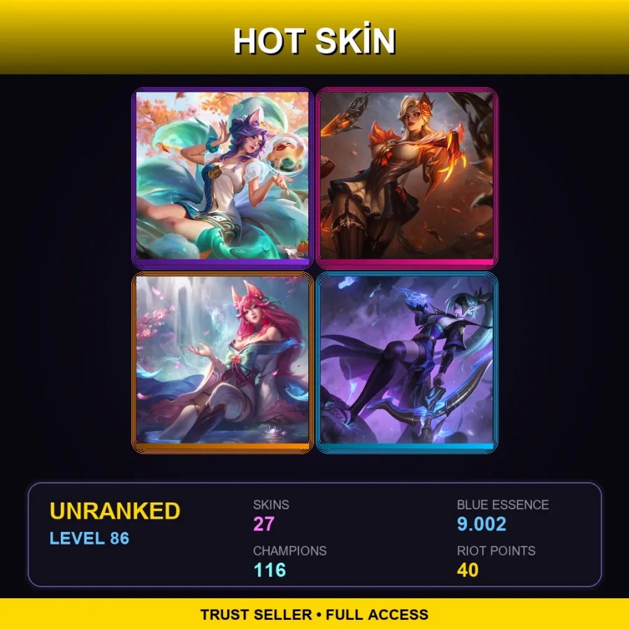TR | Lv86 | Unranked | 27 Skin | 116 Champ — Three Honors Akshan