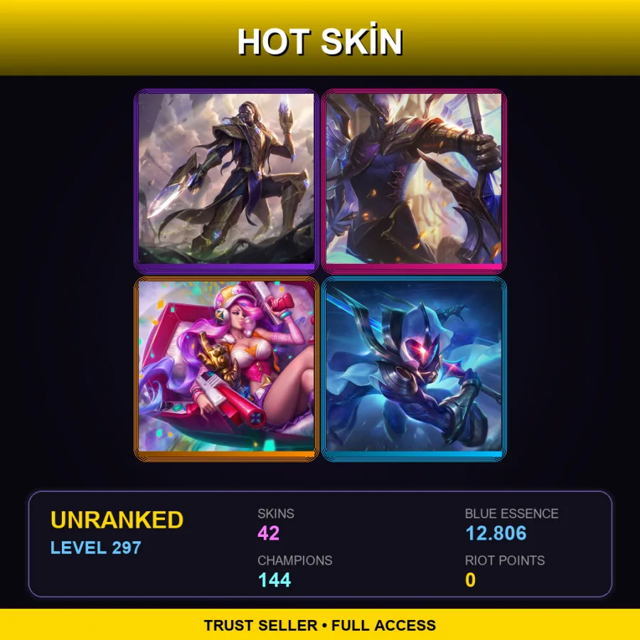 SG | Lv297 | Unranked | 42 Skin | 144 Champ
