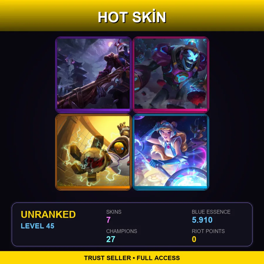 ME | Lv45 | Unranked | 7 Skin | 27 Champ — Goalkeeper Blitzcrank