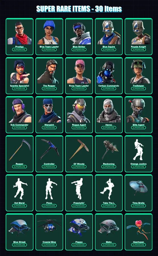 [PS4/PS5/XBOX/PC] | Prodigy | Blue Team Leader | Blue Striker | Blue Squire | Royale Knight | 111 skin | 100 pickaxe | 103 emote | 102 glider | Lv13