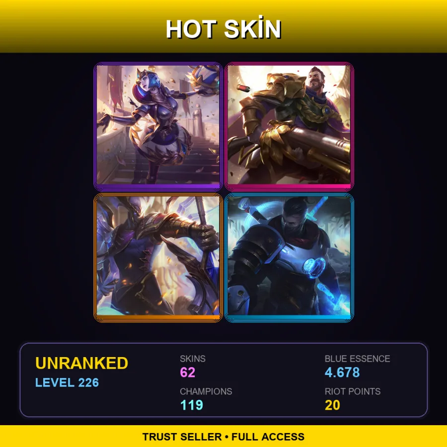 NA | Victorious Orianna | Victorious Graves | Victorious Aatrox | Pulsefire Shen | 62 Skin | 119 Champ | Lv226