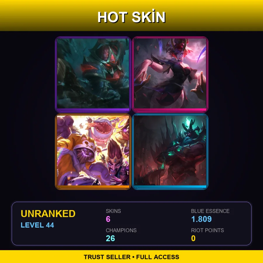 LAS | Lv44 | Unranked | 6 Skin | 26 Champ — LoL account