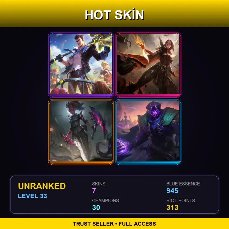EUW | Lv33 | Unranked | 7 Skin | 30 Champ