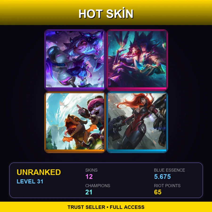 EUW | Lv31 | Unranked | 12 Skin | 21 Champ