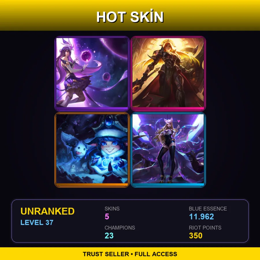 VN | Lv37 | Unranked | 5 Skin | 23 Champ — LoL account