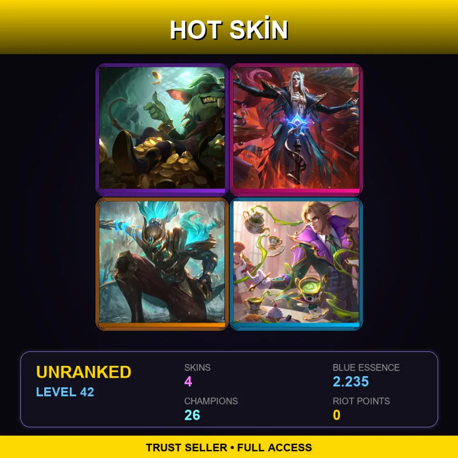 LAS | Lv42 | Unranked | 4 Skin | 26 Champ — Kingpin Twitch