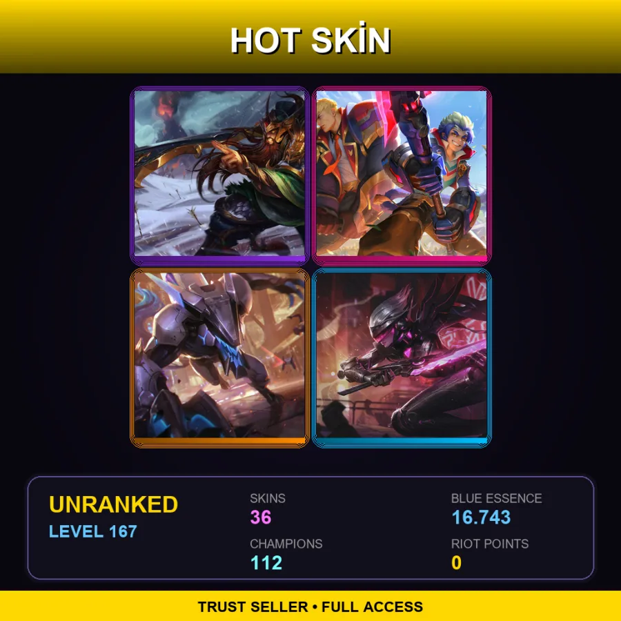 VN | Lv167 | Unranked | 36 Skin | 112 Champ
