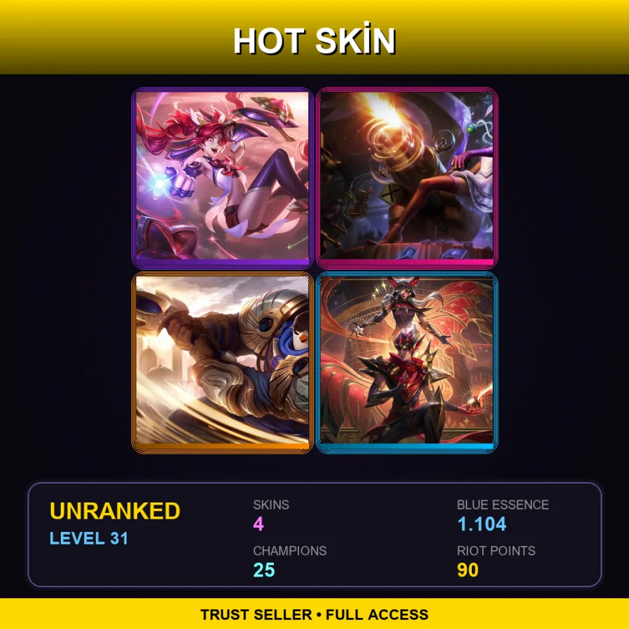 EUW | Lv31 | Unranked | 4 Skin | 25 Champ — LoL account