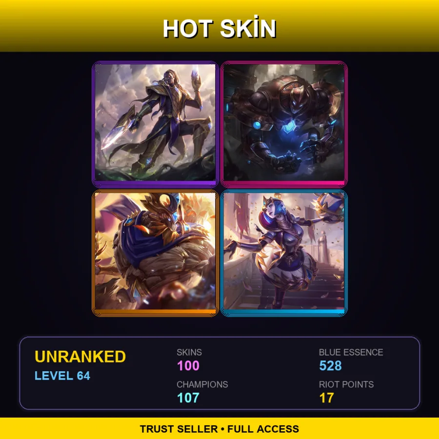 EUW | Lv64 | Unranked | 100 Skin | 107 Champ