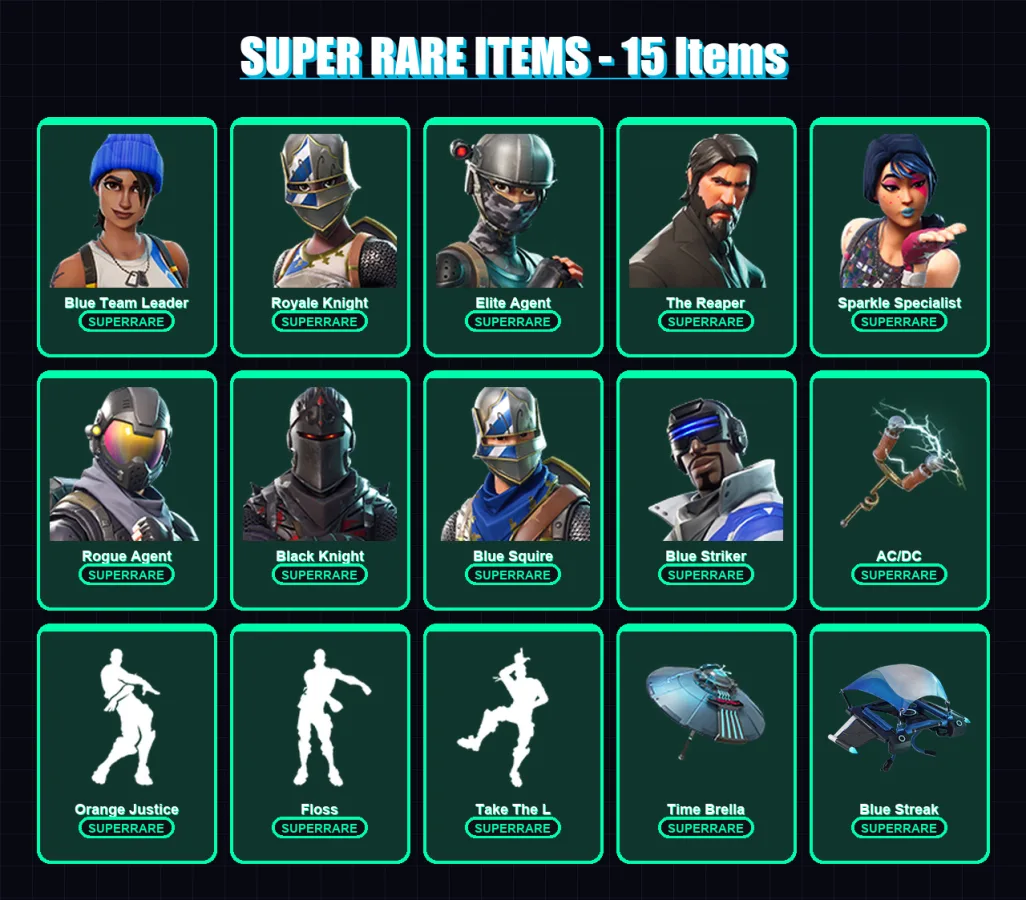 [PC/XBOX/PSN] | Blue Team Leader | Royale Knight | Elite Agent | The Reaper | Sparkle Specialist | 27 skin | 17 pickaxe | 21 emote | 18 glider | Lv3 — Fortnite account