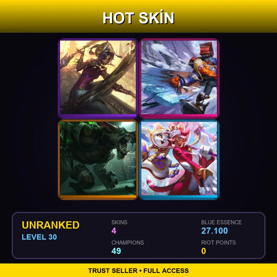 VN | Lv30 | Unranked | 4 Skin | 49 Champ