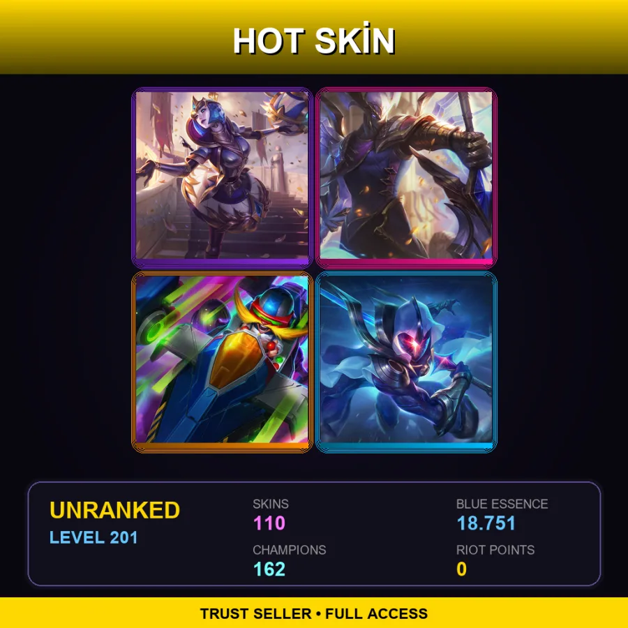 VN | Lv201 | Unranked | 110 Skin | 162 Champ — Blood Moon Kennen