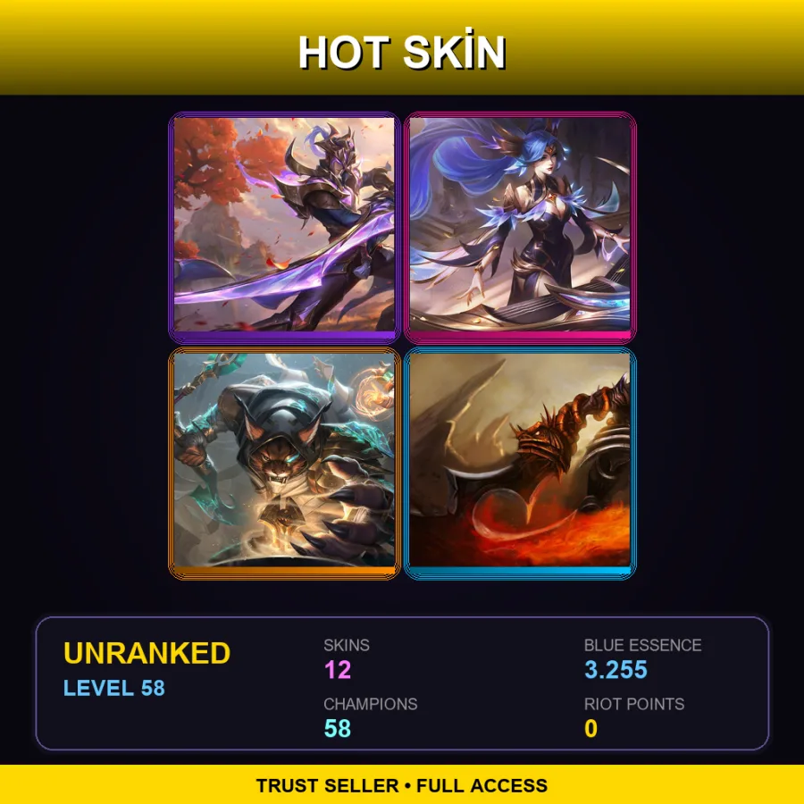 EUNE | Lv58 | Unranked | 12 Skin | 58 Champ
